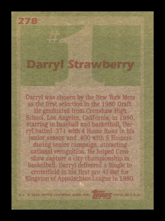 1985 Topps Darryl Strawberry