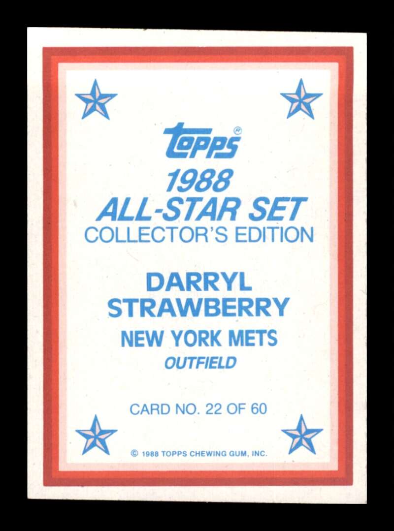 Load image into Gallery viewer, 1988 Topps Darryl Strawberry #22 New York Mets Image 2
