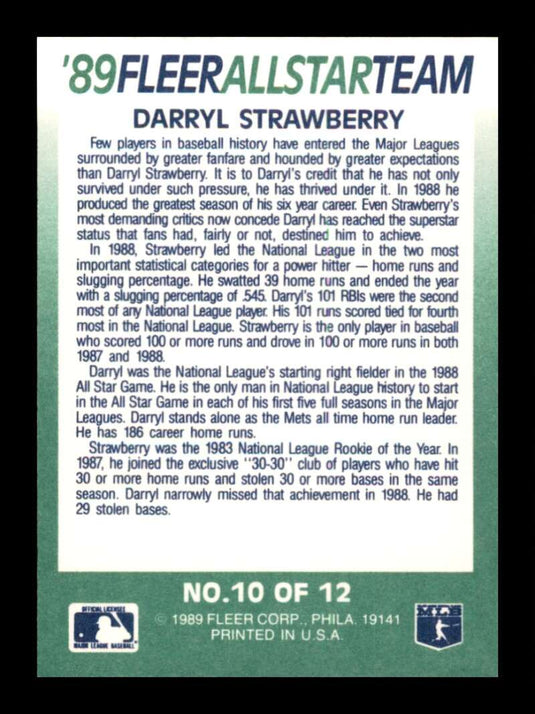 1989 Fleer All Stars Darryl Strawberry