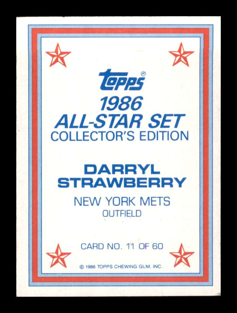 Load image into Gallery viewer, 1986 Topps Darryl Strawberry #11 New York Mets Image 2
