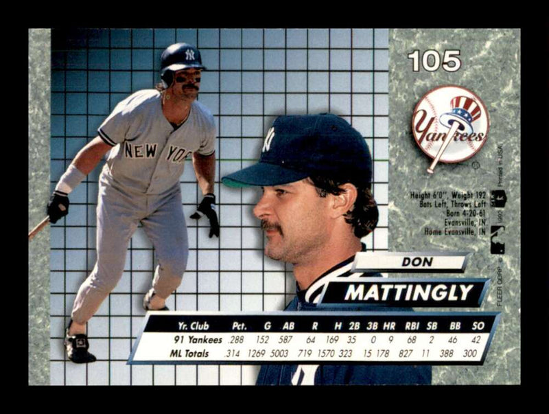 Load image into Gallery viewer, 1992 Fleer Ultra Don Mattingly #105 New York Yankees Image 2
