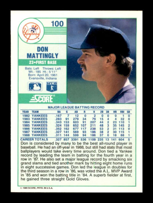 1989 Score Don Mattingly 