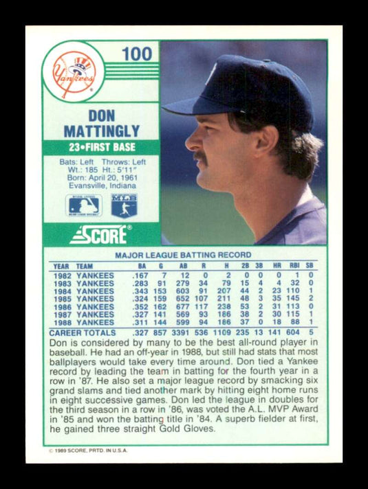 1989 Score Don Mattingly 