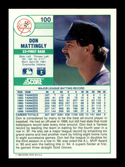 1989 Score Don Mattingly 