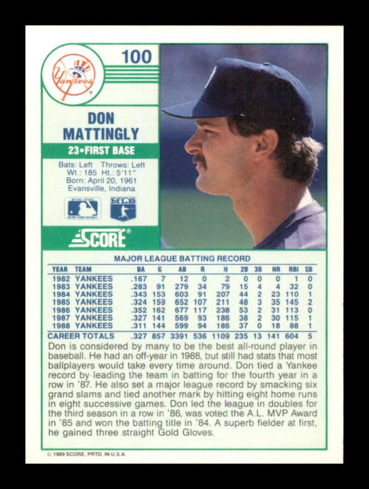 1989 Score Don Mattingly 