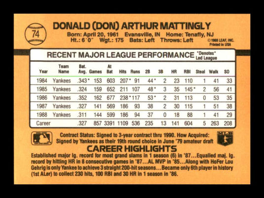 1989 Donruss Don Mattingly 