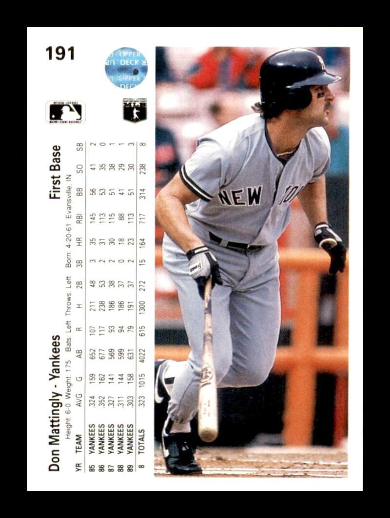 Load image into Gallery viewer, 1990 Upper Deck Don Mattingly #191 New York Yankees Image 2
