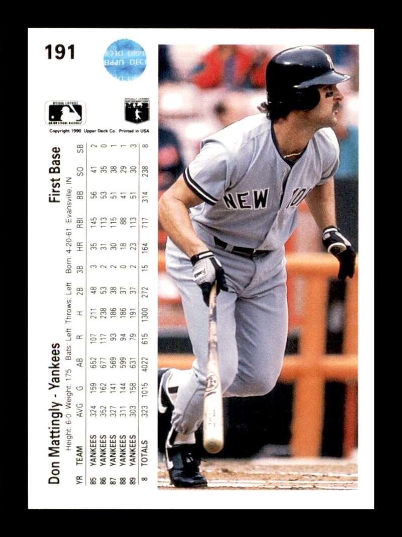 Load image into Gallery viewer, 1990 Upper Deck Don Mattingly #191 New York Yankees Image 2
