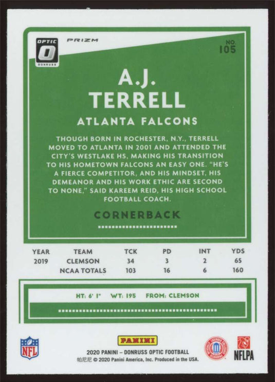 2020 Donruss Optic Silver Prizm Holo A.J Terrell