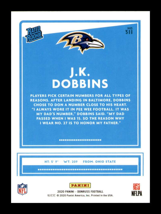 2020 Donruss Press Proof Blue J.K. Dobbins 