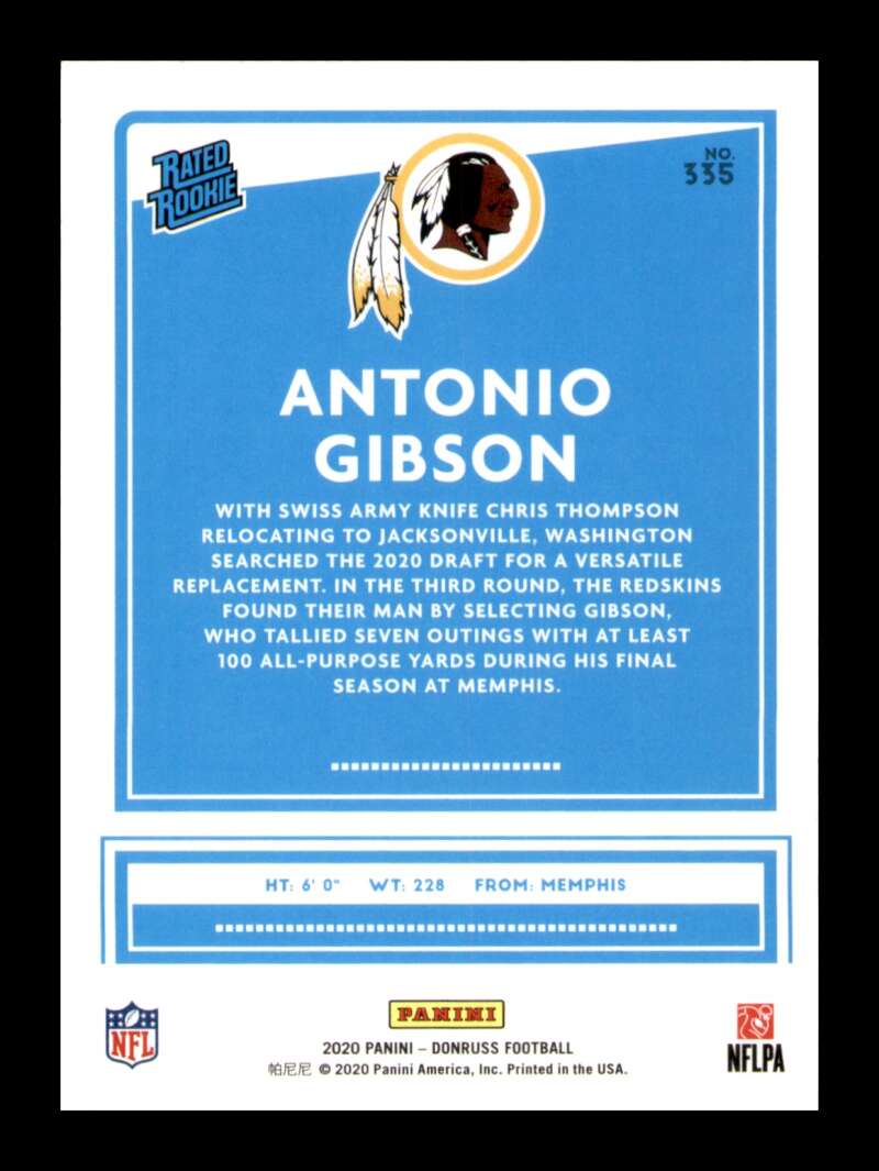 Load image into Gallery viewer, 2020 Donruss Press Proof Blue Antonio Gibson #335 Rookie RC SP Image 2
