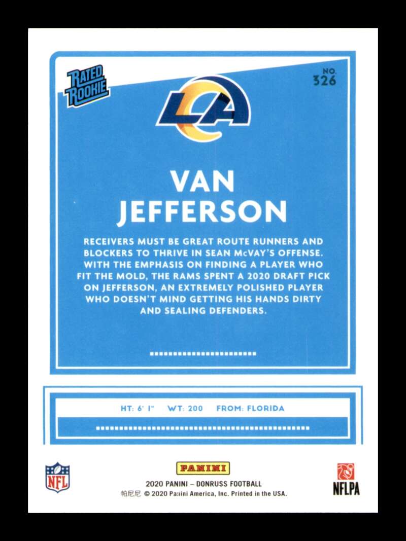 Load image into Gallery viewer, 2020 Donruss Press Proof Blue Van Jefferson #326 Rookie RC SP Image 2
