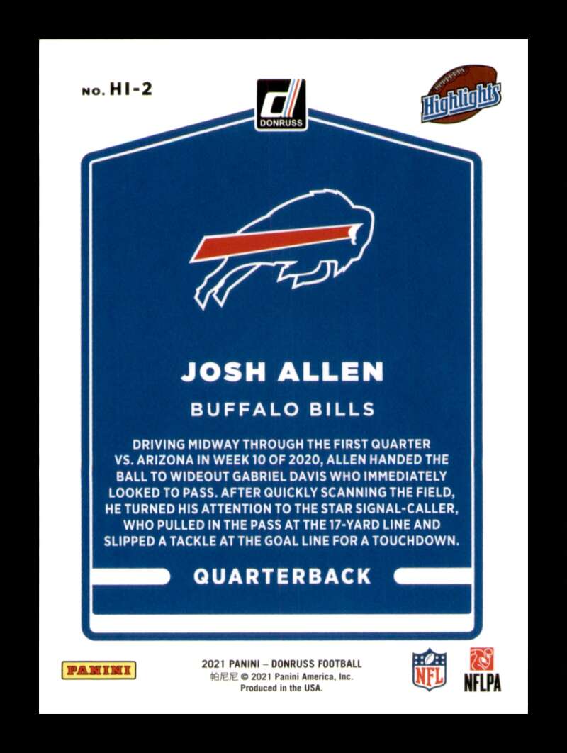 Load image into Gallery viewer, 2021 Donruss Highlights Josh Allen #HI-2 Image 2
