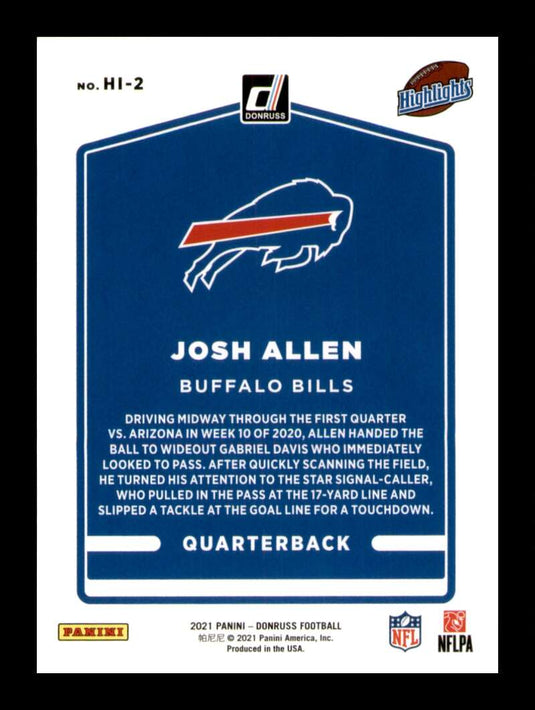 2021 Donruss Highlights Josh Allen