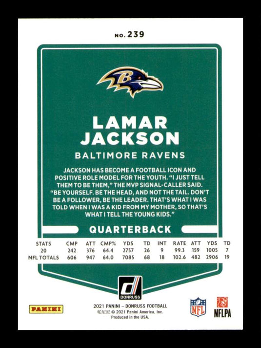 2021 Donruss Press Proof Red Lamar Jackson 