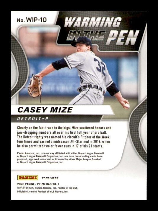 2020 Panini Prizm Warming in the Pen Silver Prizm Casey Mize