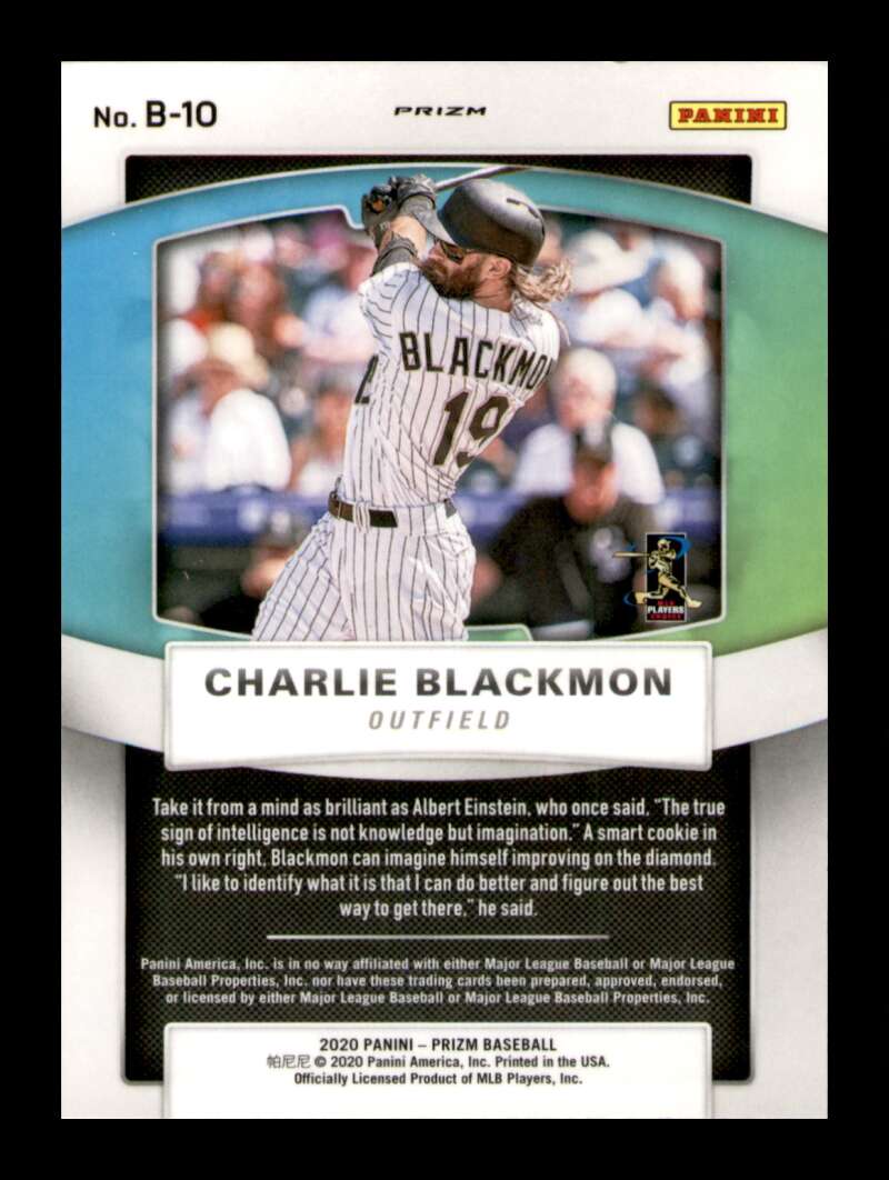 Load image into Gallery viewer, 2020 Panini Prizm Brilliance Red White Blue Prizm Charlie Blackmon #B-10 SP Image 2
