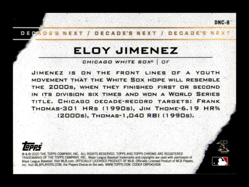 Load image into Gallery viewer, 2020 Topps Chrome Decade&#39;s Next Eloy Jimenez #DNC-8  Chicago White Sox Image 2
