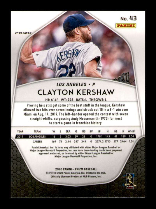 2020 Panini Prizm Red White Blue Prizm Clayton Kershaw