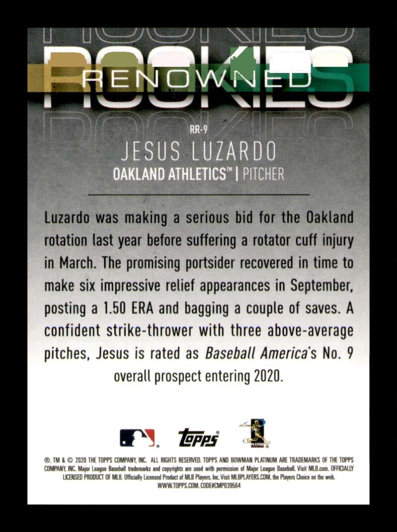 Load image into Gallery viewer, 2020 Bowman Platinum Renowned Rookies Purple Jesus Luzardo #RR-9 Rookie /250 Image 2
