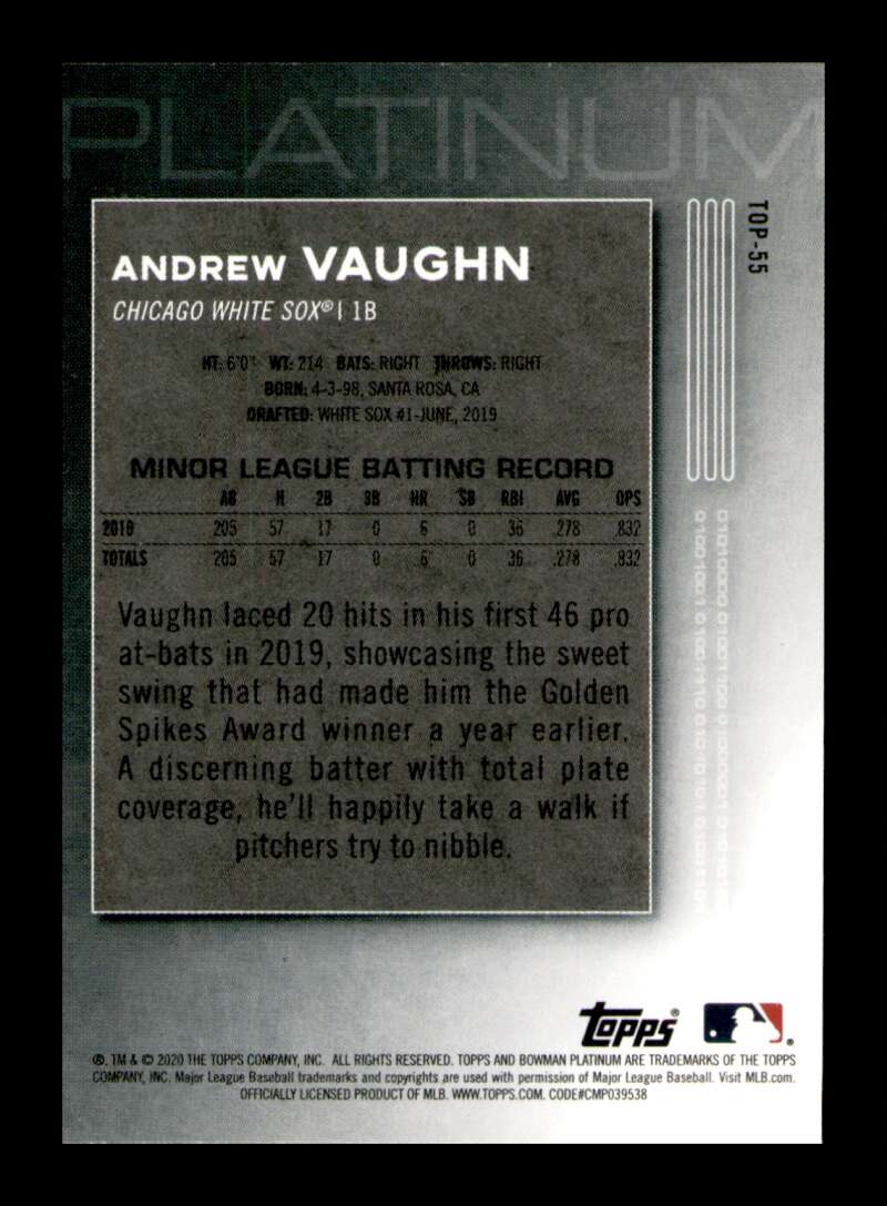 Load image into Gallery viewer, 2020 Bowman Platinum Andrew Vaughn #TOP-55 Rookie RC  Image 2
