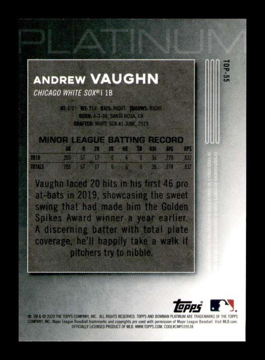 2020 Bowman Platinum Andrew Vaughn 