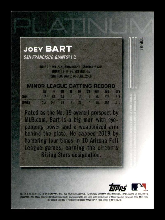 2020 Bowman Platinum Joey Bart 