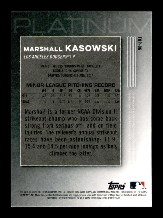 2020 Bowman Platinum Marshall Kasowski 