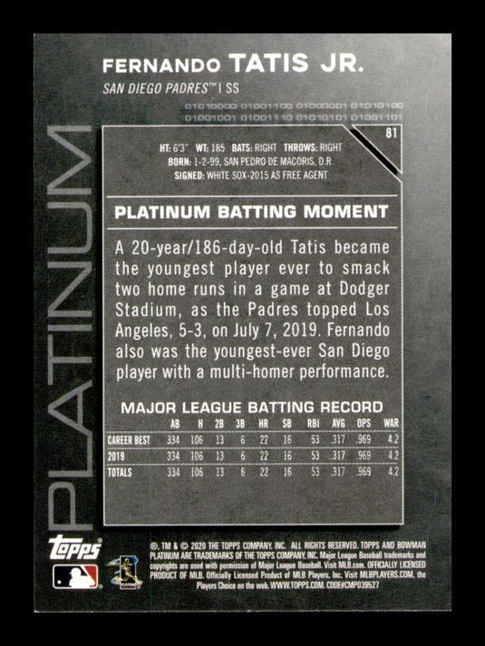 2020 Bowman Platinum Fernando Tatis Jr. 