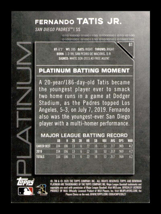 2020 Bowman Platinum Fernando Tatis Jr.