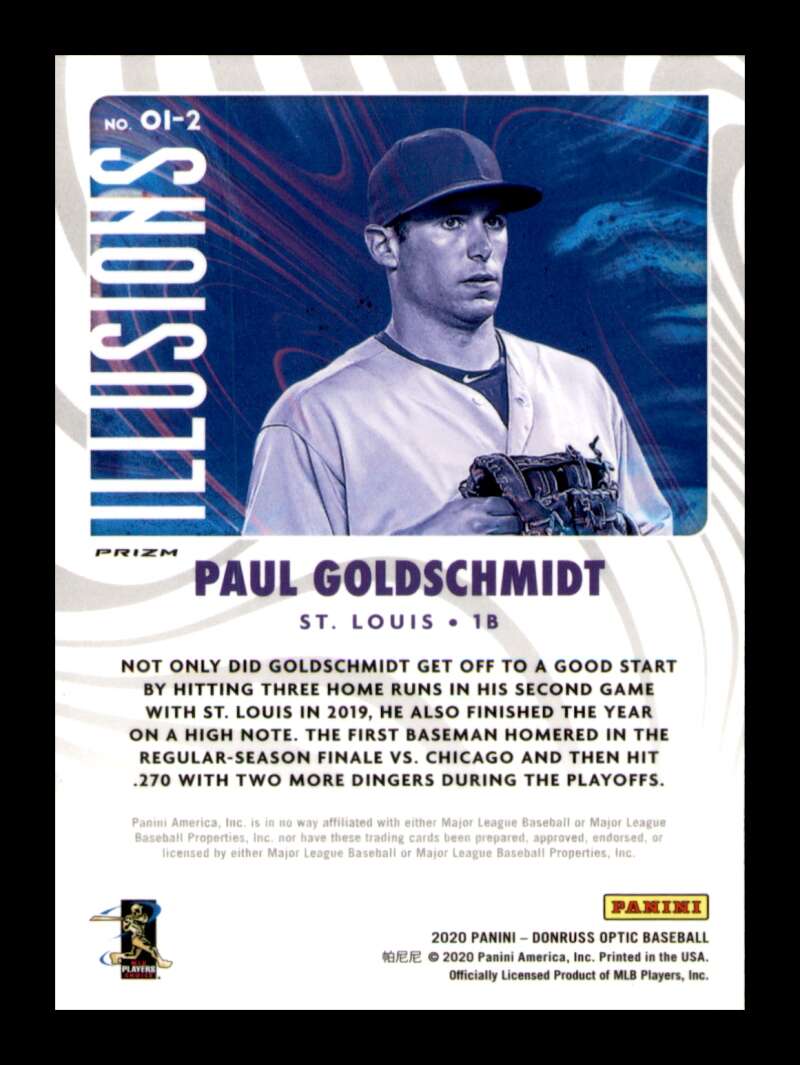 Load image into Gallery viewer, 2020 Donruss Optic Illusions Silver Prizm Holo Paul Goldschmidt #OI-2 Image 2
