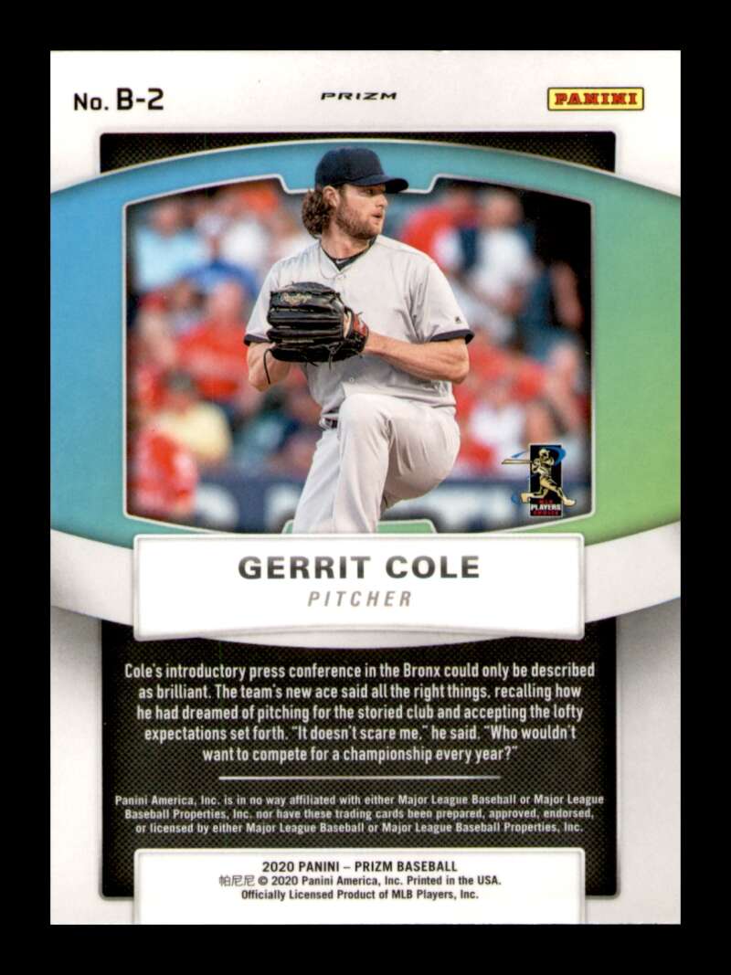 Load image into Gallery viewer, 2020 Panini Prizm Brilliance Silver Prizm Gerrit Cole #B-2 Image 2
