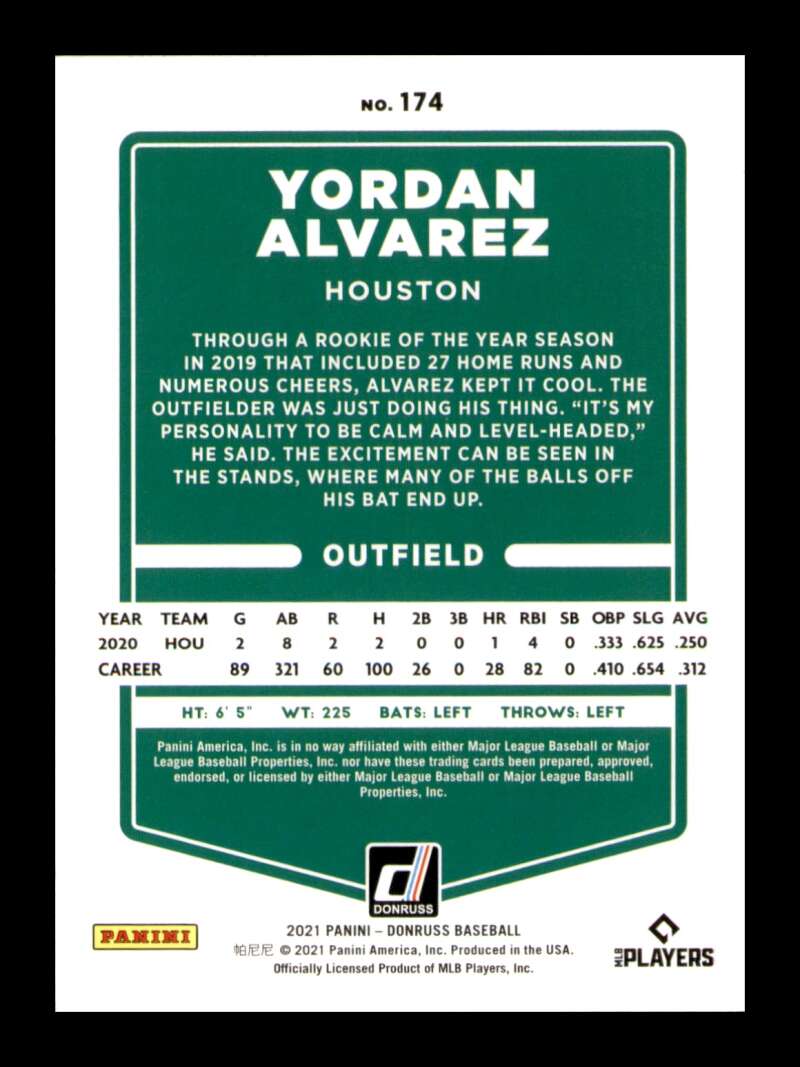 Load image into Gallery viewer, 2021 Donruss Pink Holo Yordan Alvarez #174 SP Image 2
