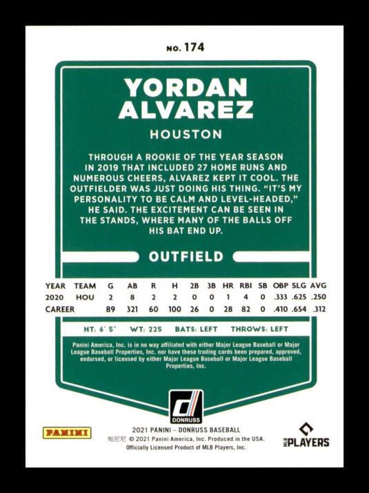 2021 Donruss Pink Holo Yordan Alvarez