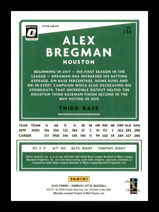 2020 Donruss Optic Silver Prizm Holo Alex Bregman 