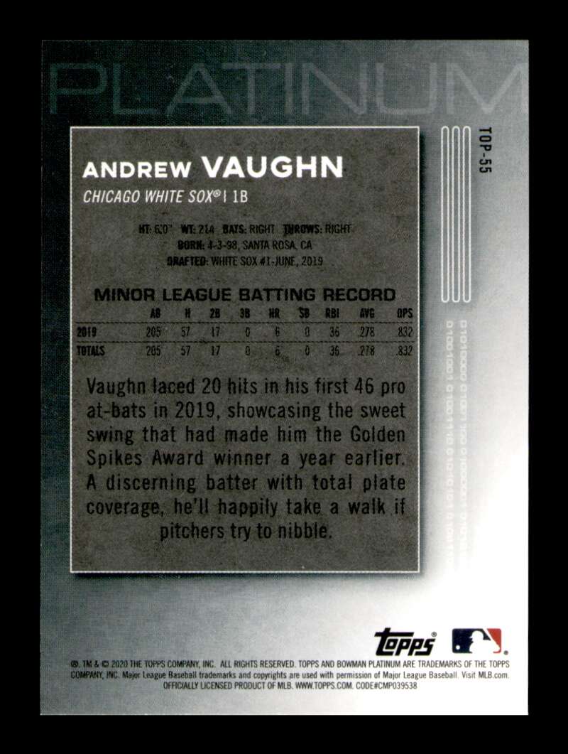 Load image into Gallery viewer, 2020 Bowman Platinum Andrew Vaughn #TOP-55 Rookie RC Image 2
