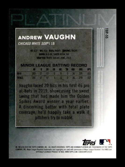 2020 Bowman Platinum Andrew Vaughn 