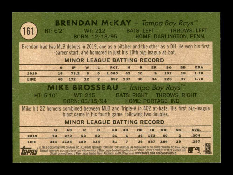 Load image into Gallery viewer, 2020 Topps Heritage Brendan McKay Mike Brosseau #161 Rookie RC Image 2
