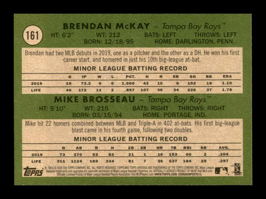 2020 Topps Heritage Brendan McKay Mike Brosseau 