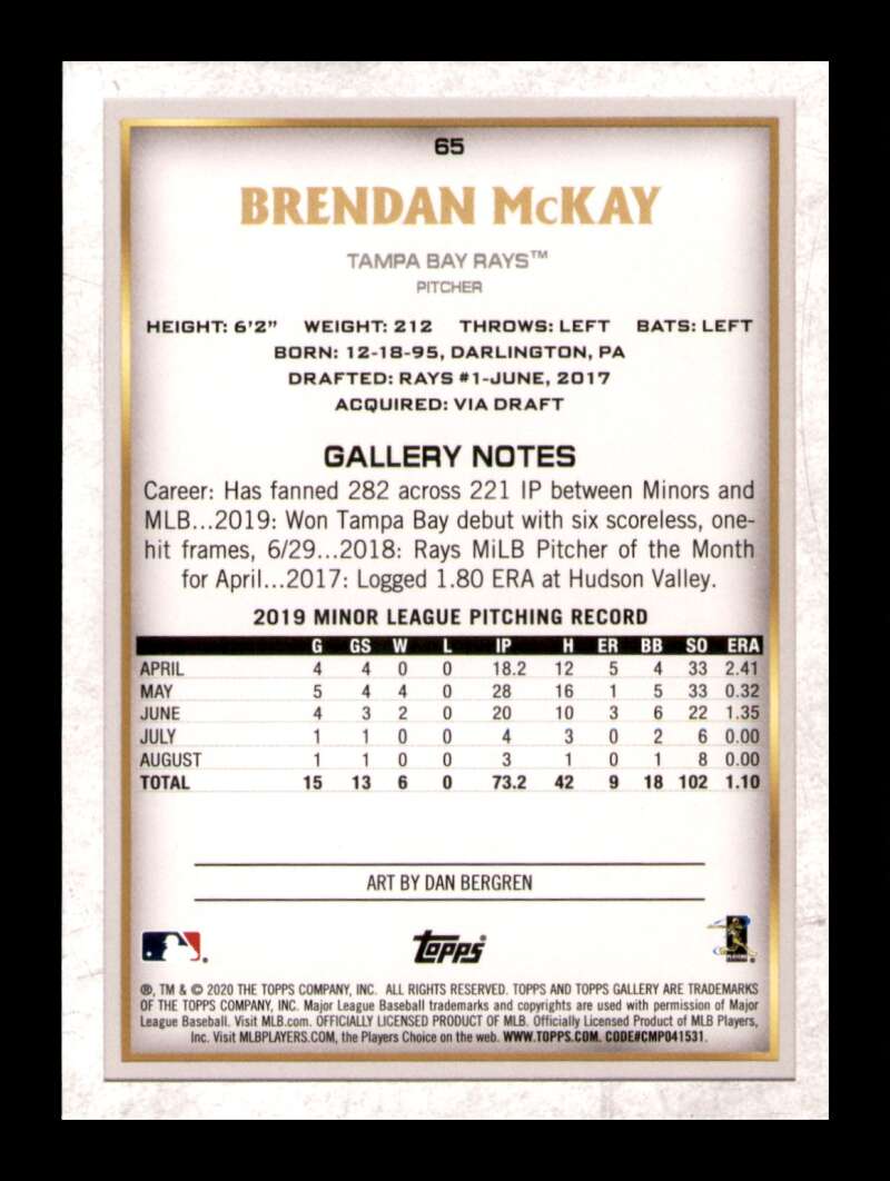 Load image into Gallery viewer, 2020 Topps Gallery Rainbow Foil Brendan McKay #65 Rookie RC SP Image 2
