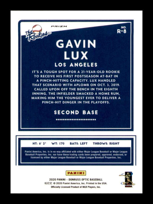 2020 Donruss The Rookies Silver Prizm Holo Gavin Lux 