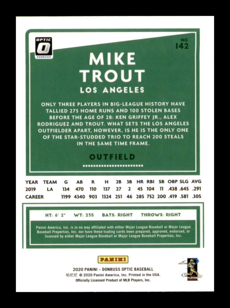 Load image into Gallery viewer, 2020 Donruss Optic Mike Trout #142 Image 2
