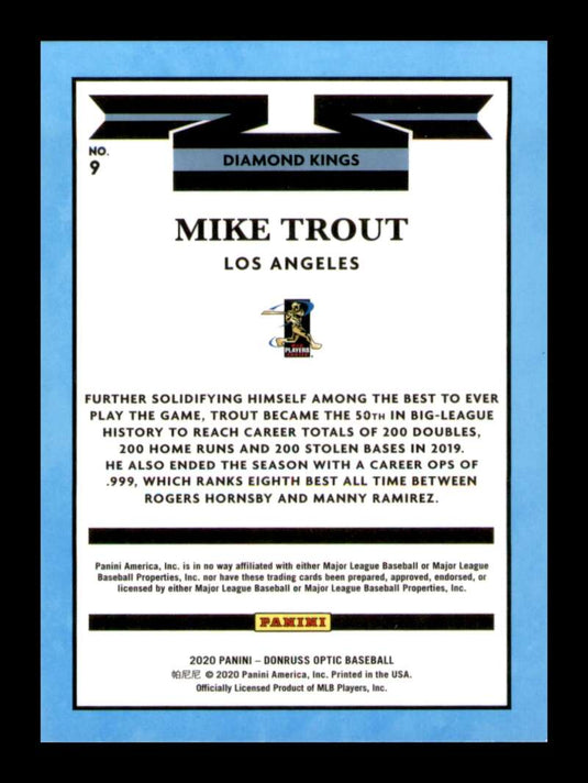 2020 Donruss Optic Diamond King Mike Trout 