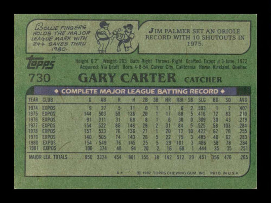 1982 Topps Gary Carter