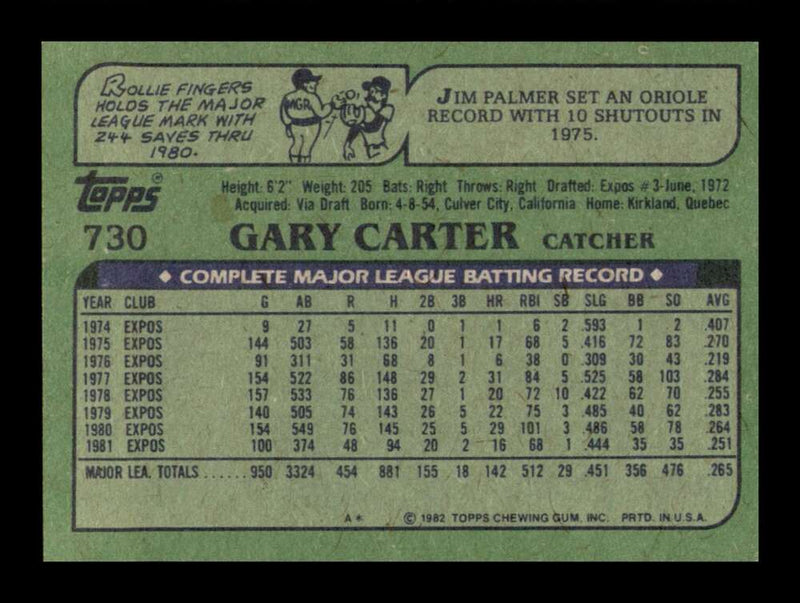 Load image into Gallery viewer, 1982 Topps Gary Carter #344 Montreal Expos Image 2
