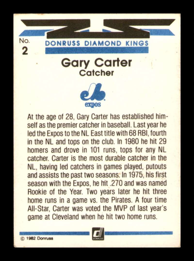 Load image into Gallery viewer, 1982 Donruss Diamond Kings Gary Carter #2 Montreal Expos Image 2
