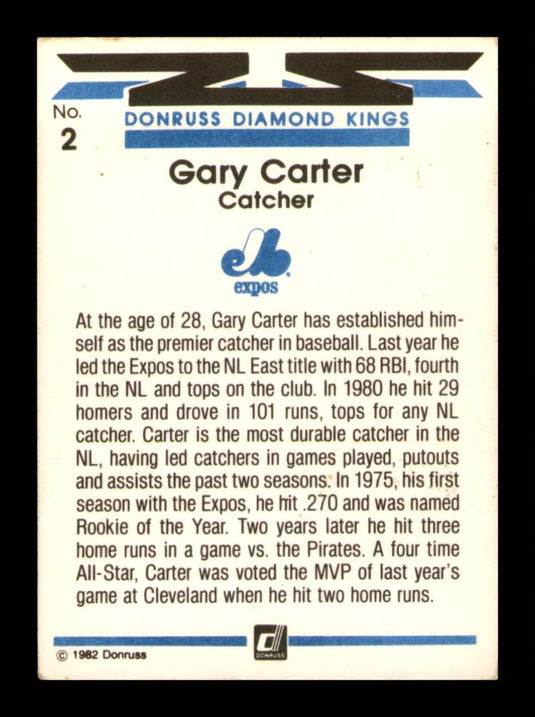 1982 Donruss Diamond Kings Gary Carter 