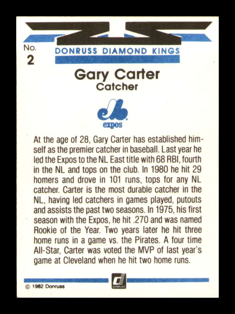 Load image into Gallery viewer, 1982 Donruss Diamond Kings Gary Carter #2 Montreal Expos Image 2
