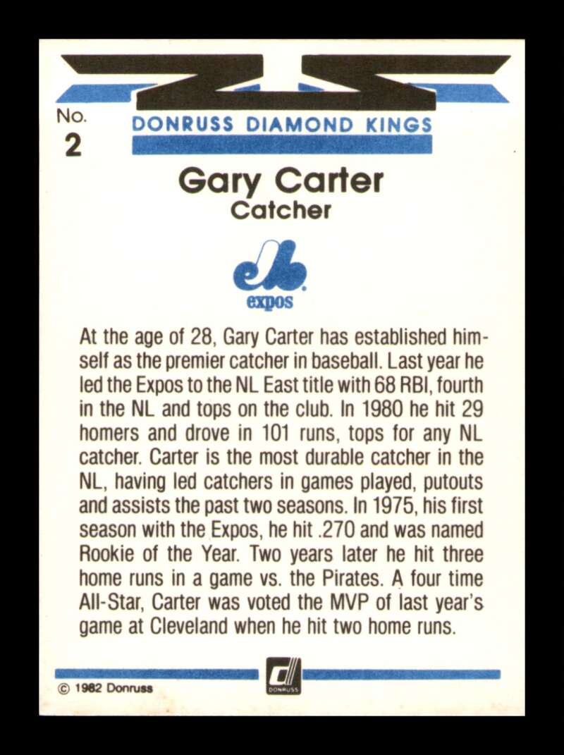 Load image into Gallery viewer, 1982 Donruss Diamond Kings Gary Carter #2 Montreal Expos Image 2
