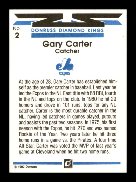 1982 Donruss Diamond Kings Gary Carter 